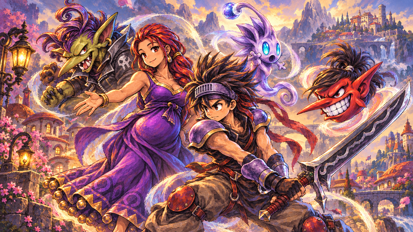 Painted ensemble from the preserved sword adventure: Didga, Gazella, Gobma, Touchi and Grape Pop