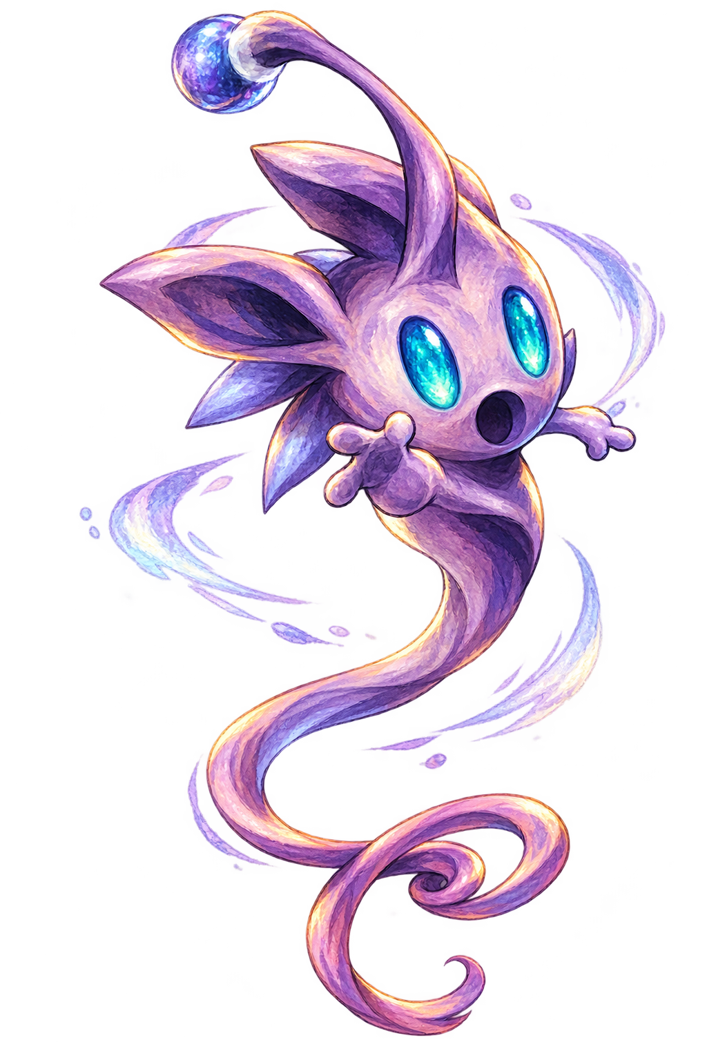 Touchi, the glowing purple spirit in the preserved sword-adventure illustrations